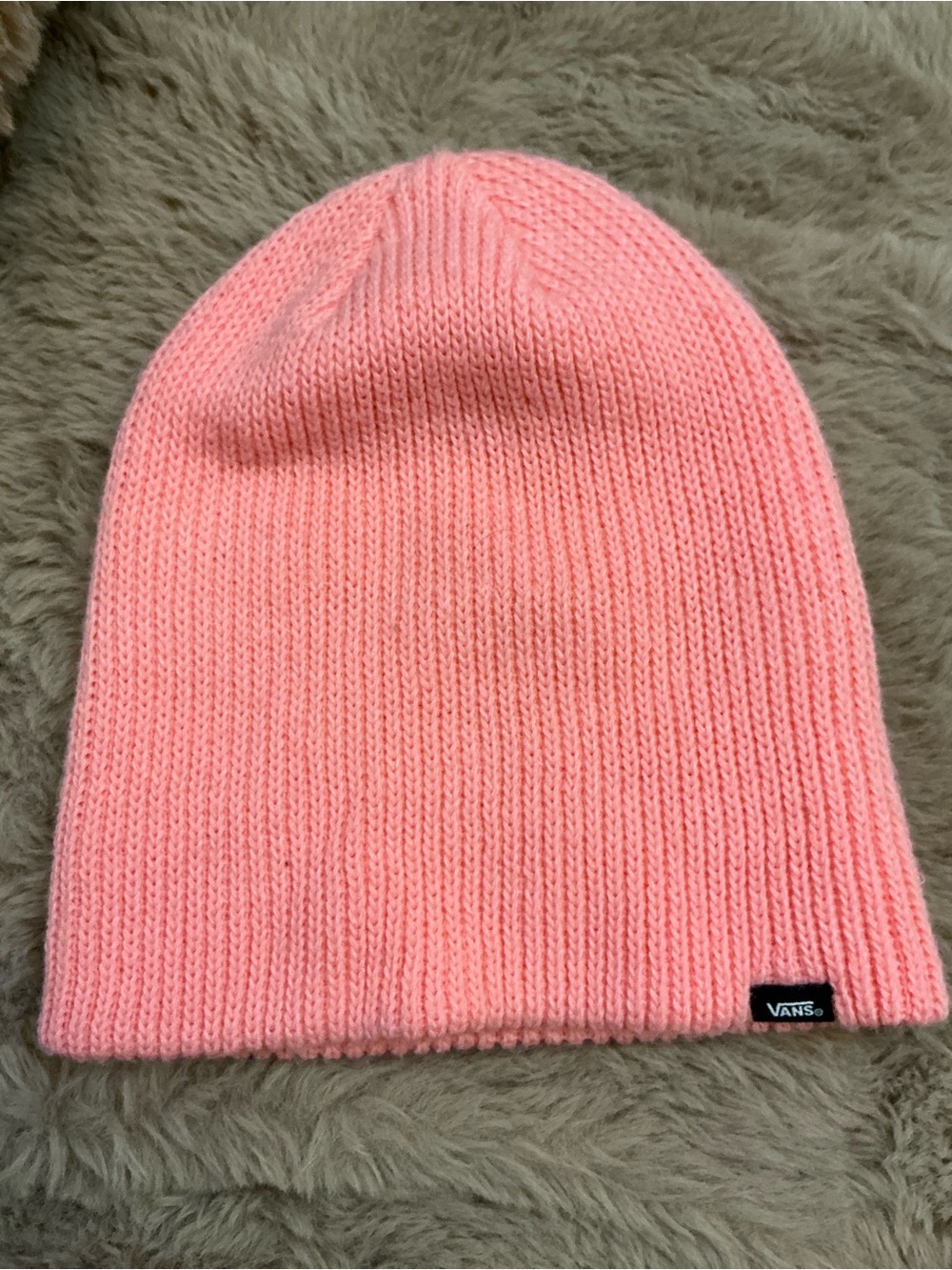 Vans Neon Pink Ribbed Knit Beanie Winter Hat Unstructured Skate Cap OSFM